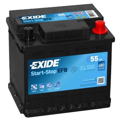 Exide EL550 EFB Start-Stop akkumulátor, 12V 55Ah 540A, J+ EU magas